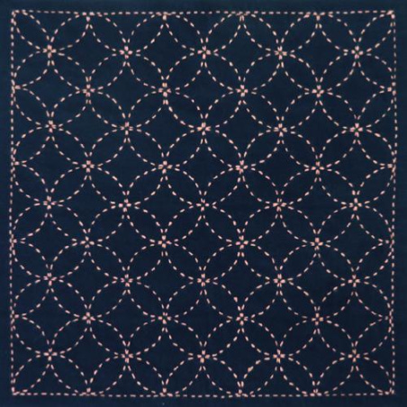 COUPON TISSU SASHIKO 33 x 66 CM -HANAFUKIN 202 +AIGUILLE+ FIL SASHIKO