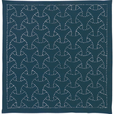 COUPON TISSU SASHIKO 33 x 66 CM -HANAFUKIN 203 +AIGUILLE+ FIL SASHIKO