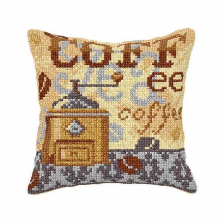 COUSSIN PT DE CROIX EN KIT 40 X 40 CM - L'HEURE DU CAFÉ