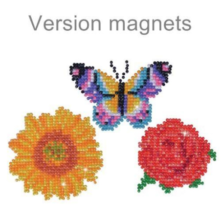 KIT BRODERIE DIAMANT - LOT 3 MAGNETS FLEURS ET PAPILLON