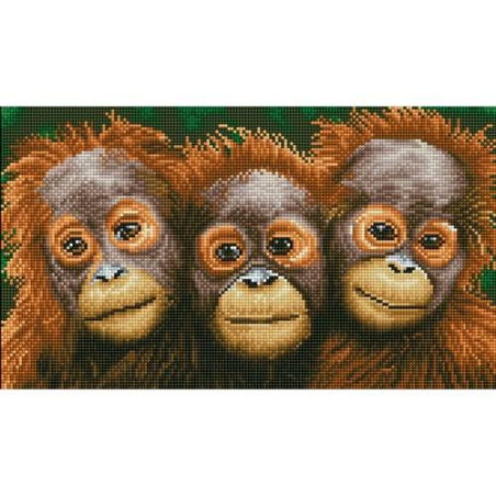 KIT BRODERIE DIAMANT - 3 PETITS SINGES