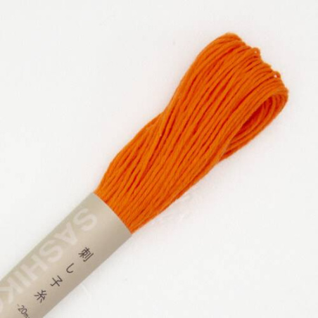 FIL SASHIKO UNI - COL 22 - ORANGE - LOT DE 6 ECH. DE 20 M