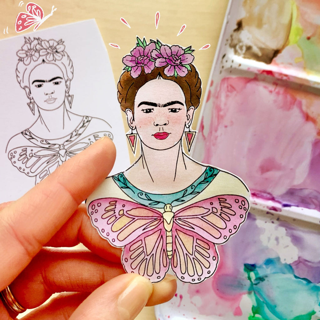 Tampon transparent "La femme au papillon" Frida Kahlo®