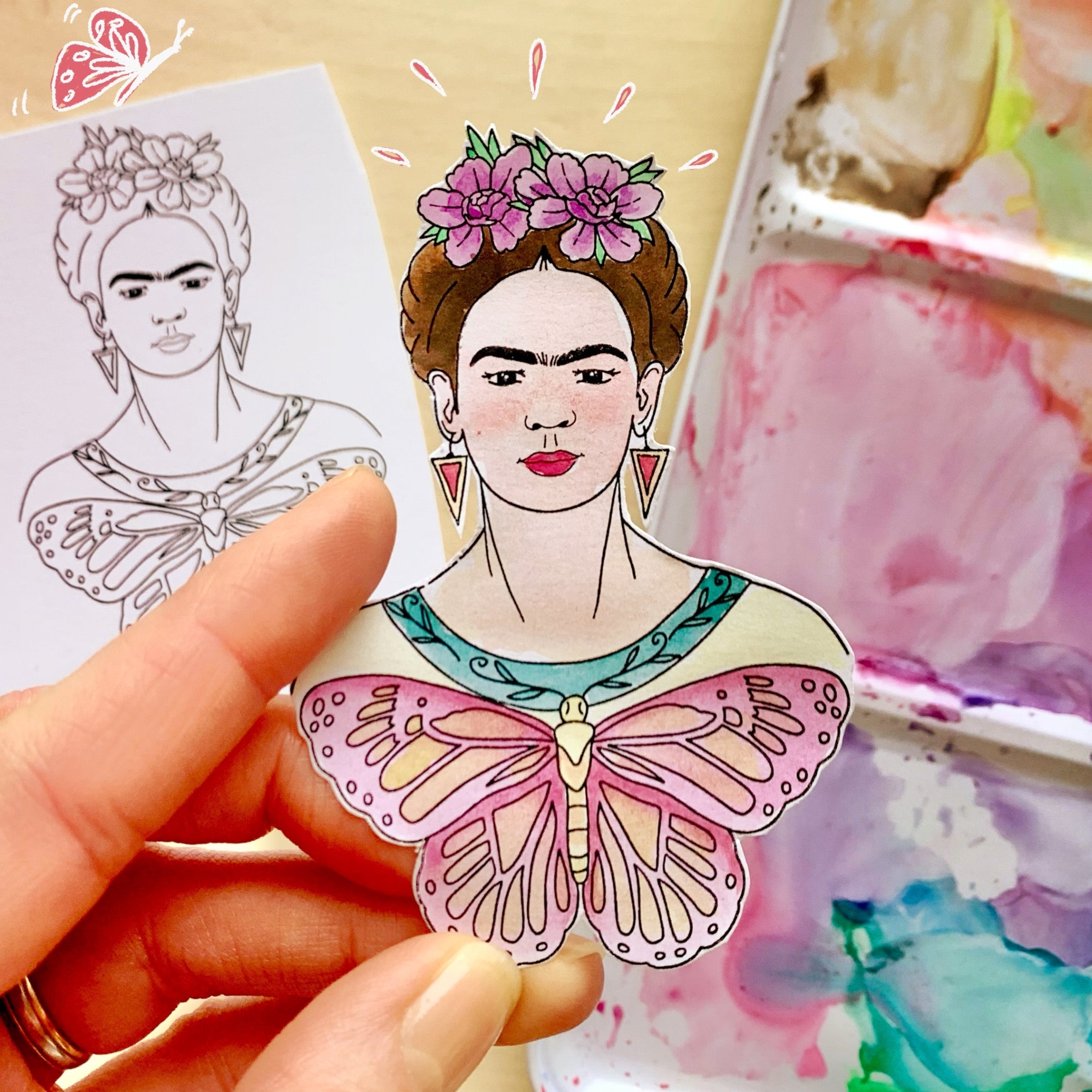 Tampon transparent "La femme au papillon" Frida Kahlo®