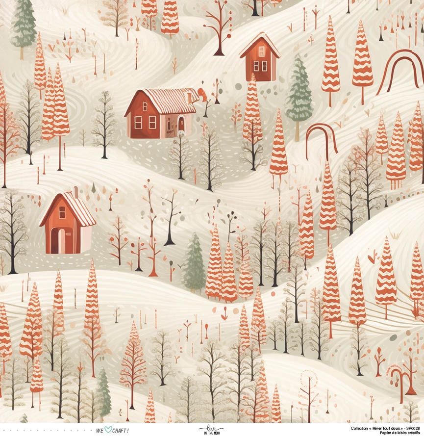 Set Papiers Scrapbooking - Hiver tout doux - Love in the Moon
