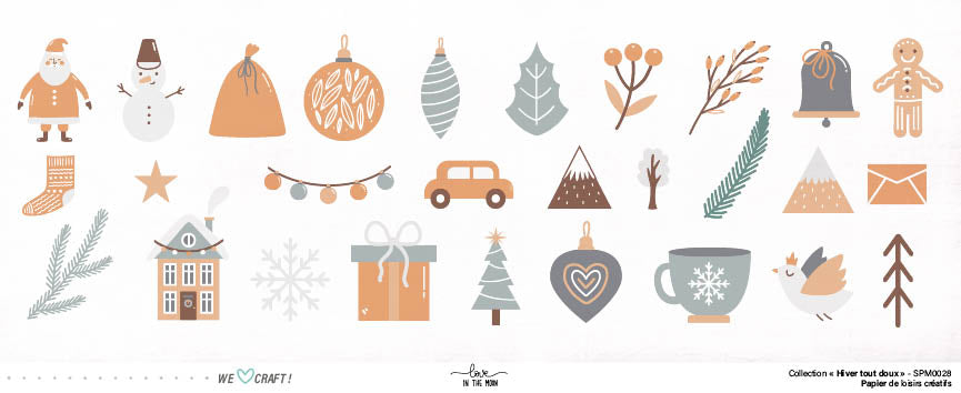 Set Papiers Scrapbooking - Hiver tout doux - Love in the Moon