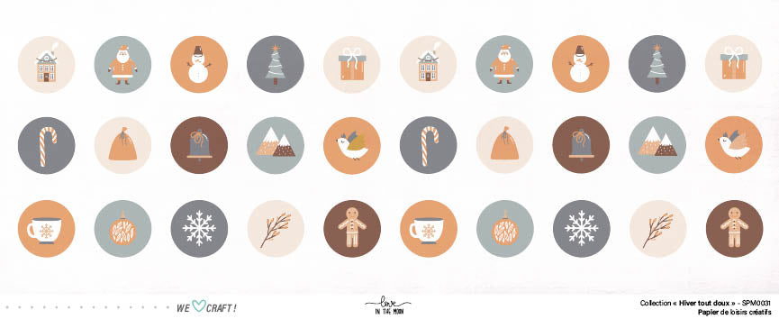 Set Papiers Scrapbooking - Hiver tout doux - Love in the Moon