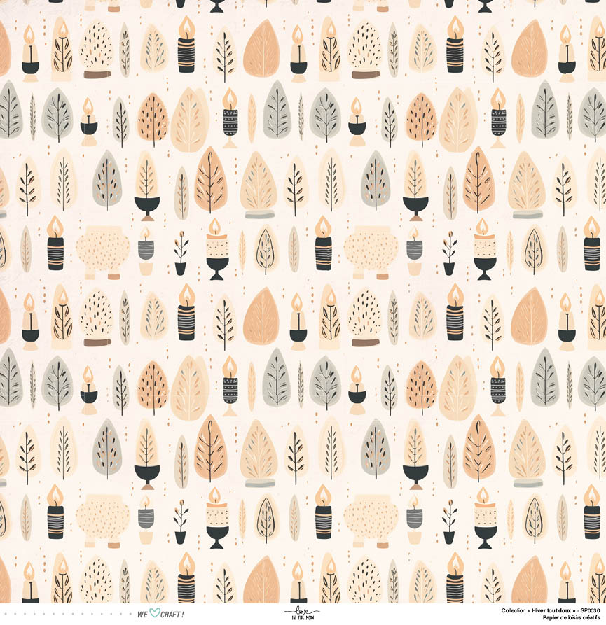 Set Papiers Scrapbooking - Hiver tout doux - Love in the Moon