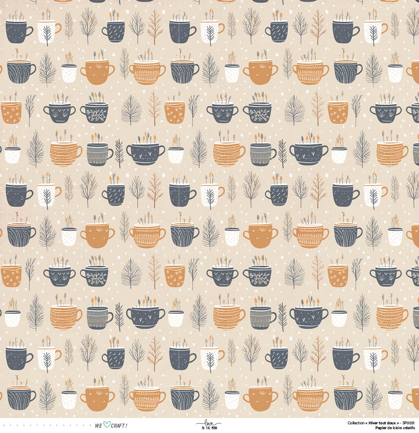 Set Papiers Scrapbooking - Hiver tout doux - Love in the Moon