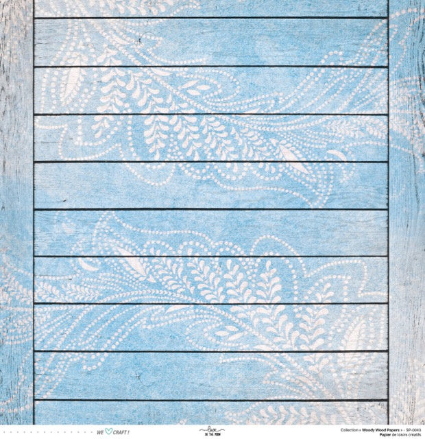 Set 12 papiers Woody Wood Flowers - 6 papiers 30,5x31,5 cm + 6 papiers 12x30,5cm