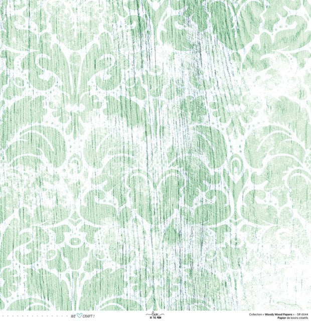 Set 12 papiers Woody Wood Flowers - 6 papiers 30,5x31,5 cm + 6 papiers 12x30,5cm