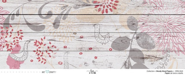 Set 12 papiers Woody Wood Flowers - 6 papiers 30,5x31,5 cm + 6 papiers 12x30,5cm