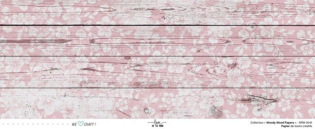 Set 12 papiers Woody Wood Flowers - 6 papiers 30,5x31,5 cm + 6 papiers 12x30,5cm