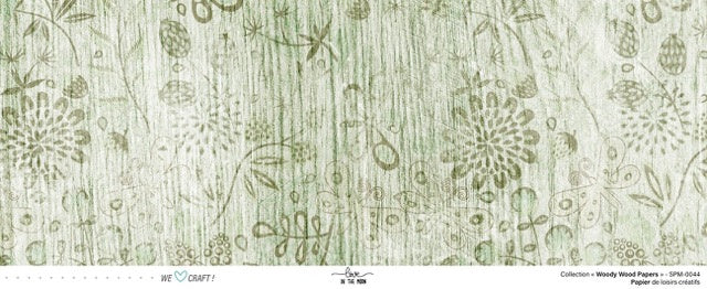 Set 12 papiers Woody Wood Flowers - 6 papiers 30,5x31,5 cm + 6 papiers 12x30,5cm
