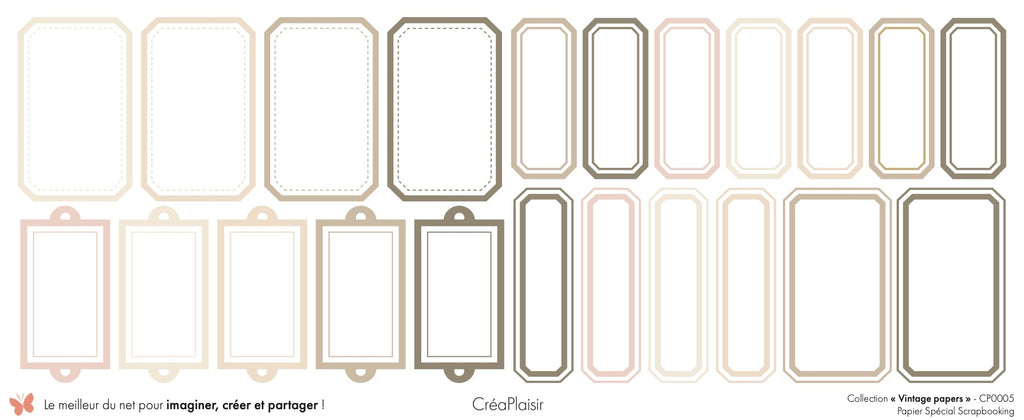 Set papiers Vintage Papers - 6 papiers 30,5x31,5 cm + 6 papiers 12x30,5cm