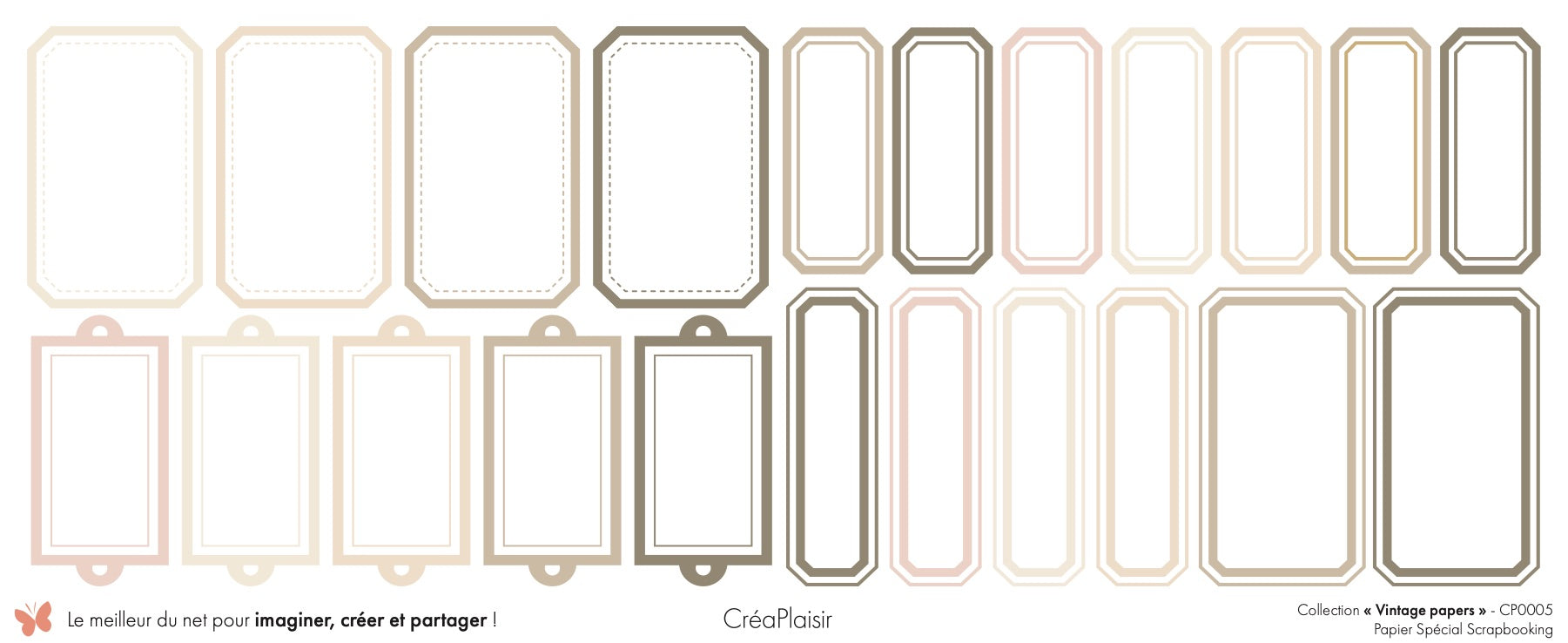 Set papiers Vintage Papers - 6 papiers 30,5x31,5 cm + 6 papiers 12x30,5cm