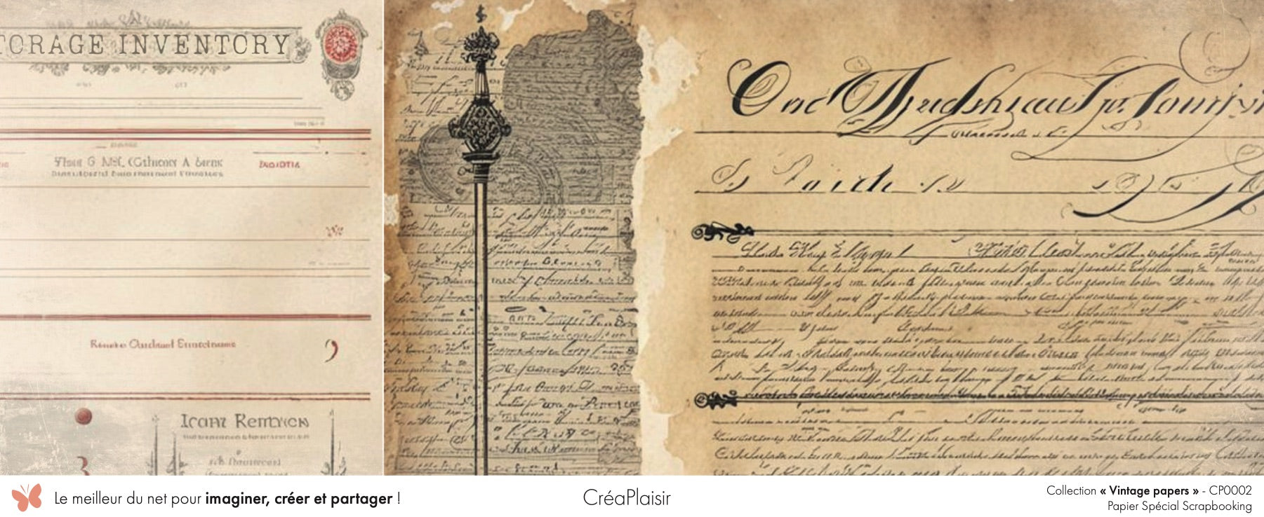 Set papiers Vintage Papers - 6 papiers 30,5x31,5 cm + 6 papiers 12x30,5cm