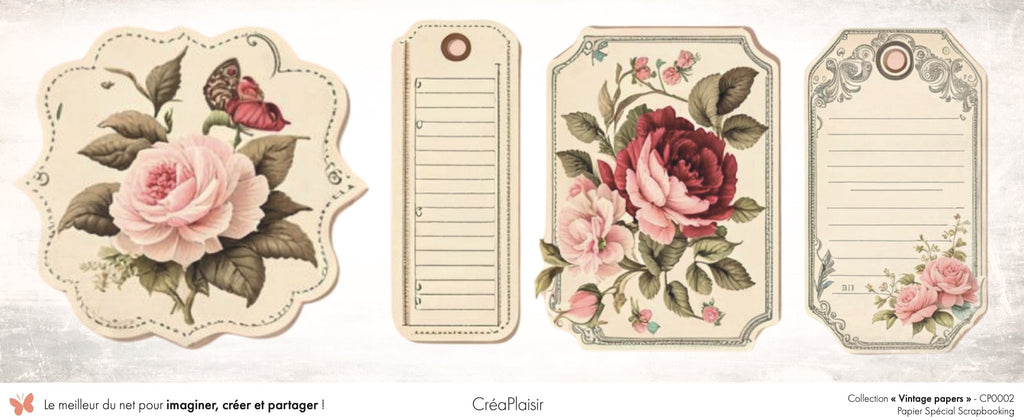 Set papiers Vintage Papers - 6 papiers 30,5x31,5 cm + 6 papiers 12x30,5cm