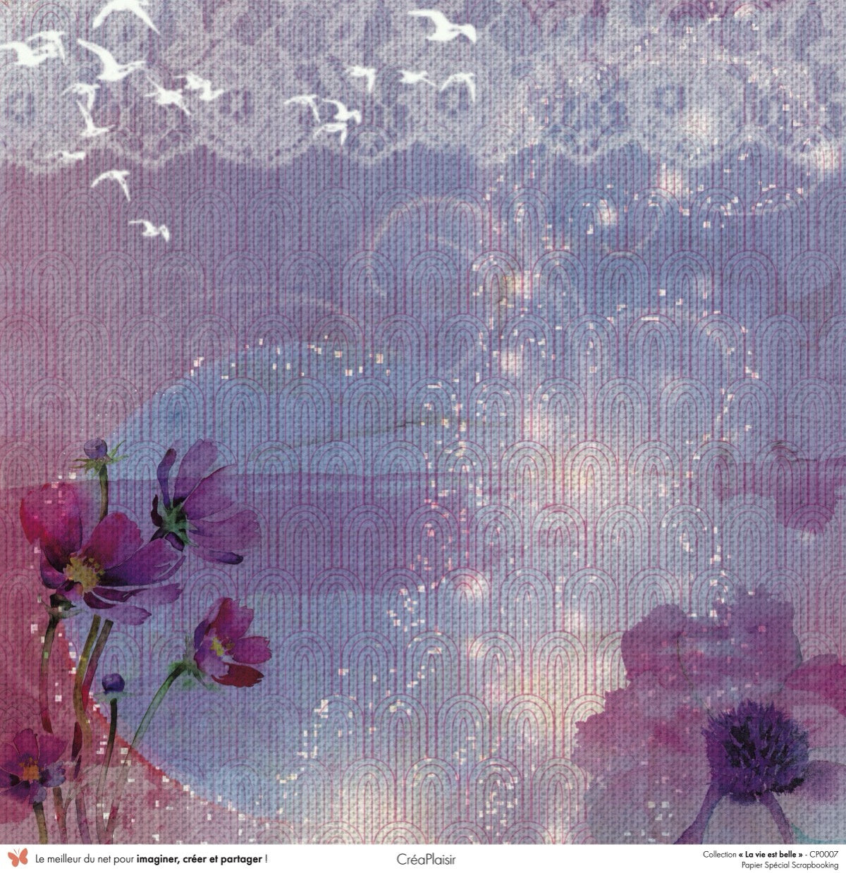 Set papiers La vie est belle - 6 papiers 30,5x31,5 cm + 6 papiers 12x30,5cm