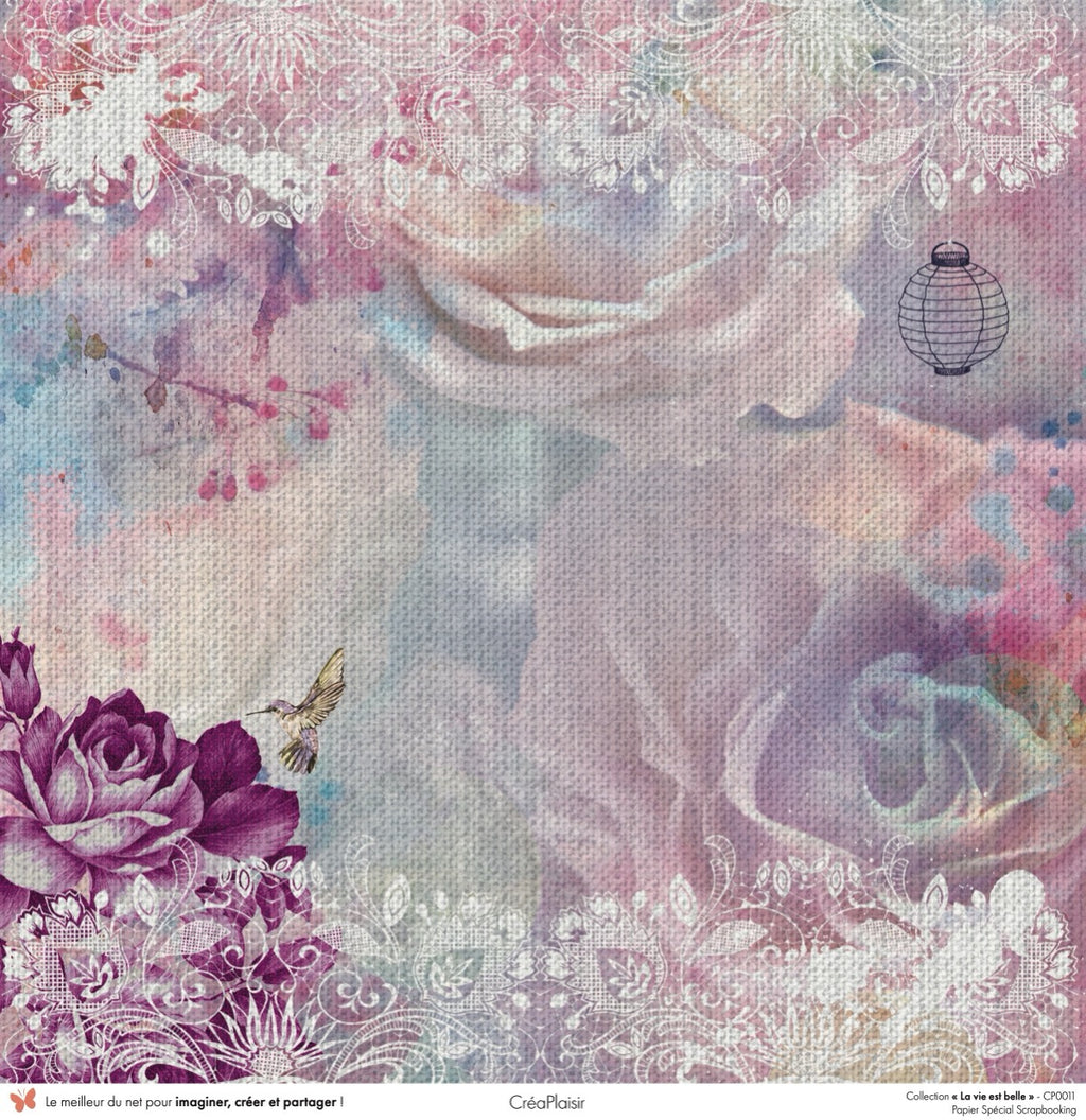 Set papiers La vie est belle - 6 papiers 30,5x31,5 cm + 6 papiers 12x30,5cm