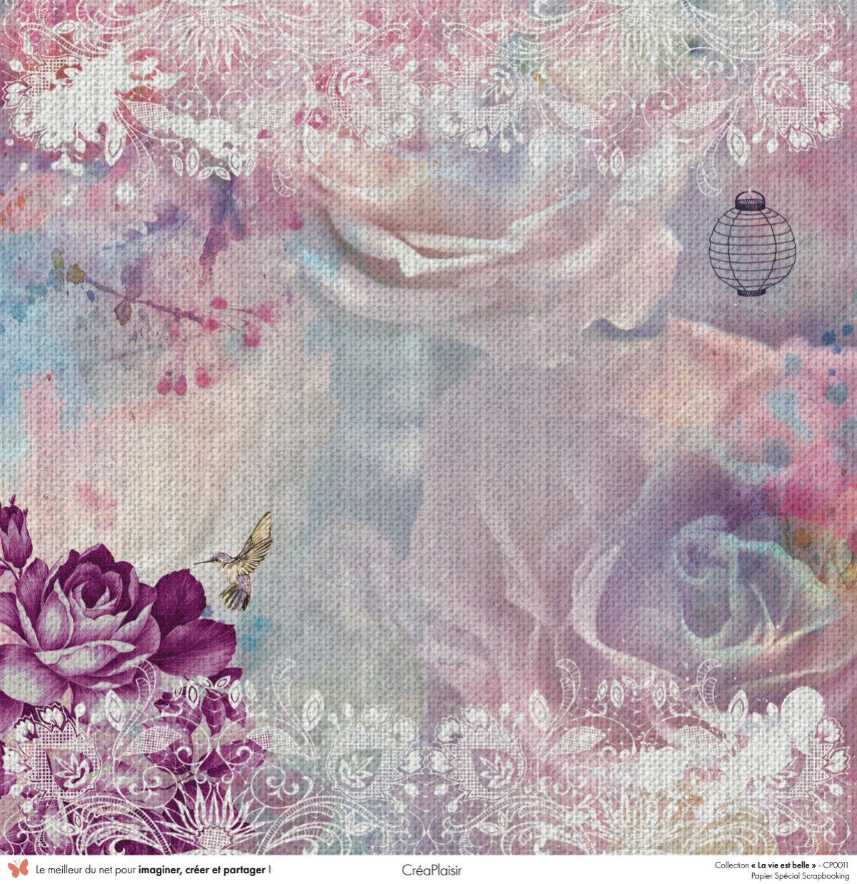 Set papiers La vie est belle - 6 papiers 30,5x31,5 cm + 6 papiers 12x30,5cm