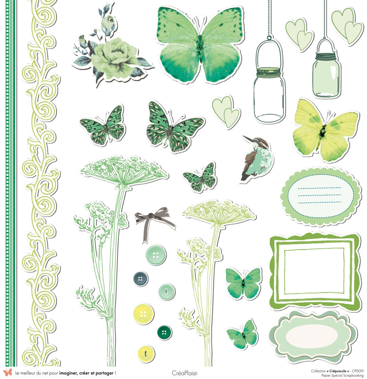 Set papiers Crépuscule - 6 papiers 30,5x31,5 cm + 6 papiers 12x30,5cm