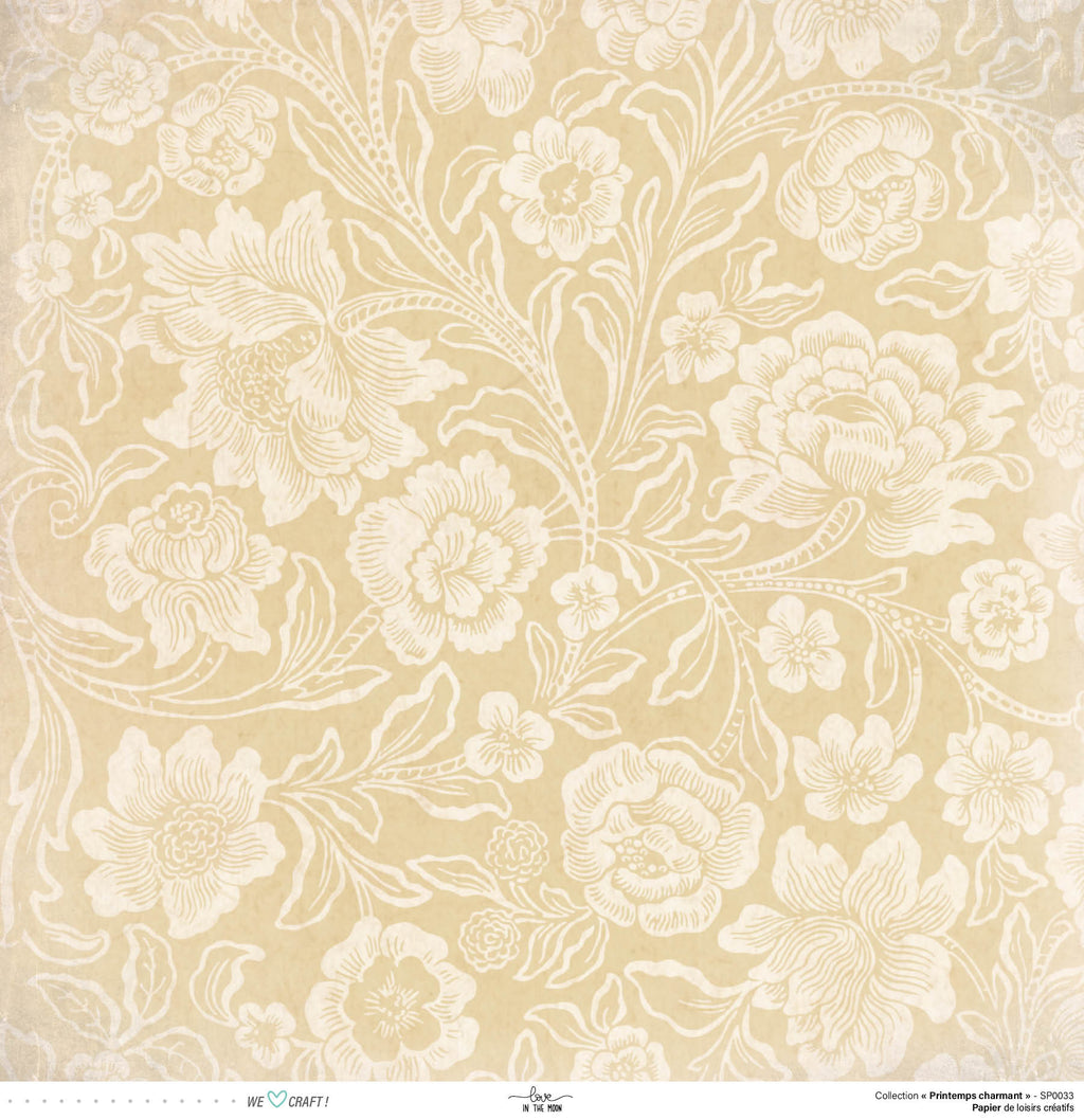 Set 12 Papiers Scrapbooking - Printemps Charmant - 6 papiers 30,5x31,5 cm + 6 papiers 12x30,5cm