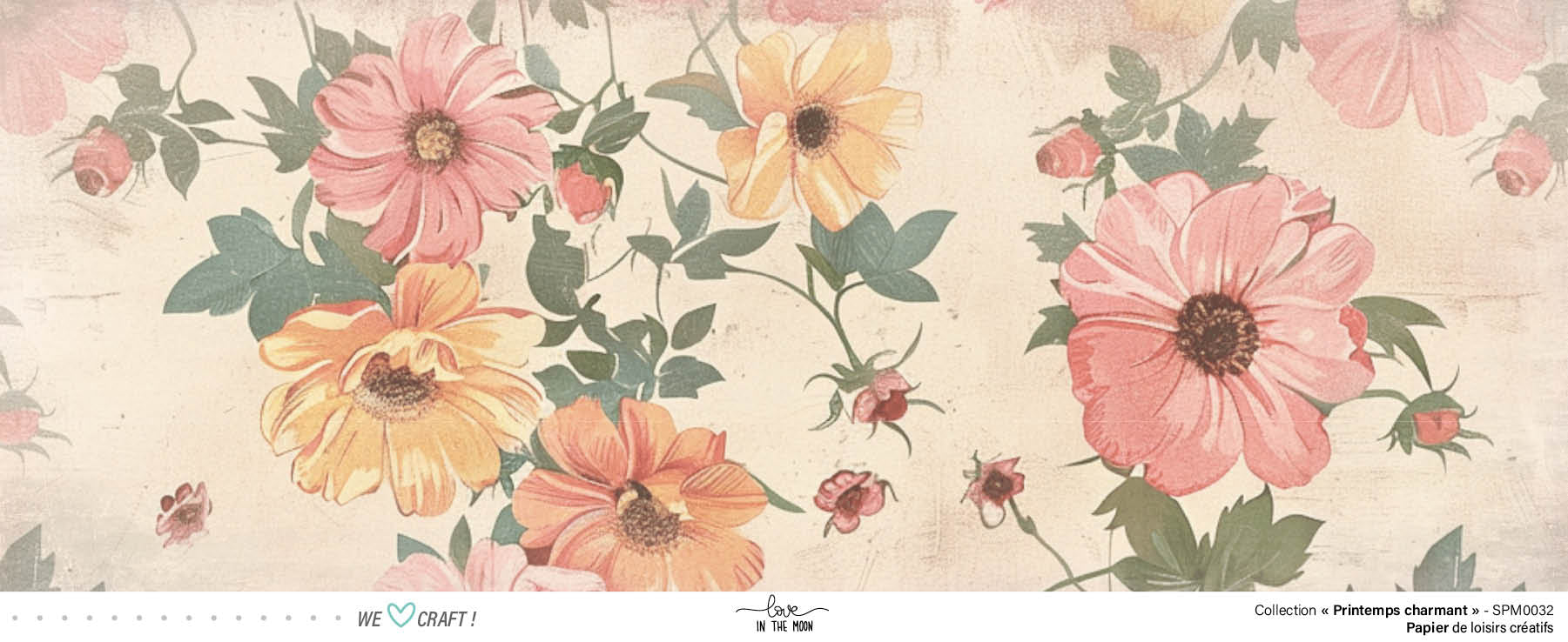 Set 12 Papiers Scrapbooking - Printemps Charmant - 6 papiers 30,5x31,5 cm + 6 papiers 12x30,5cm