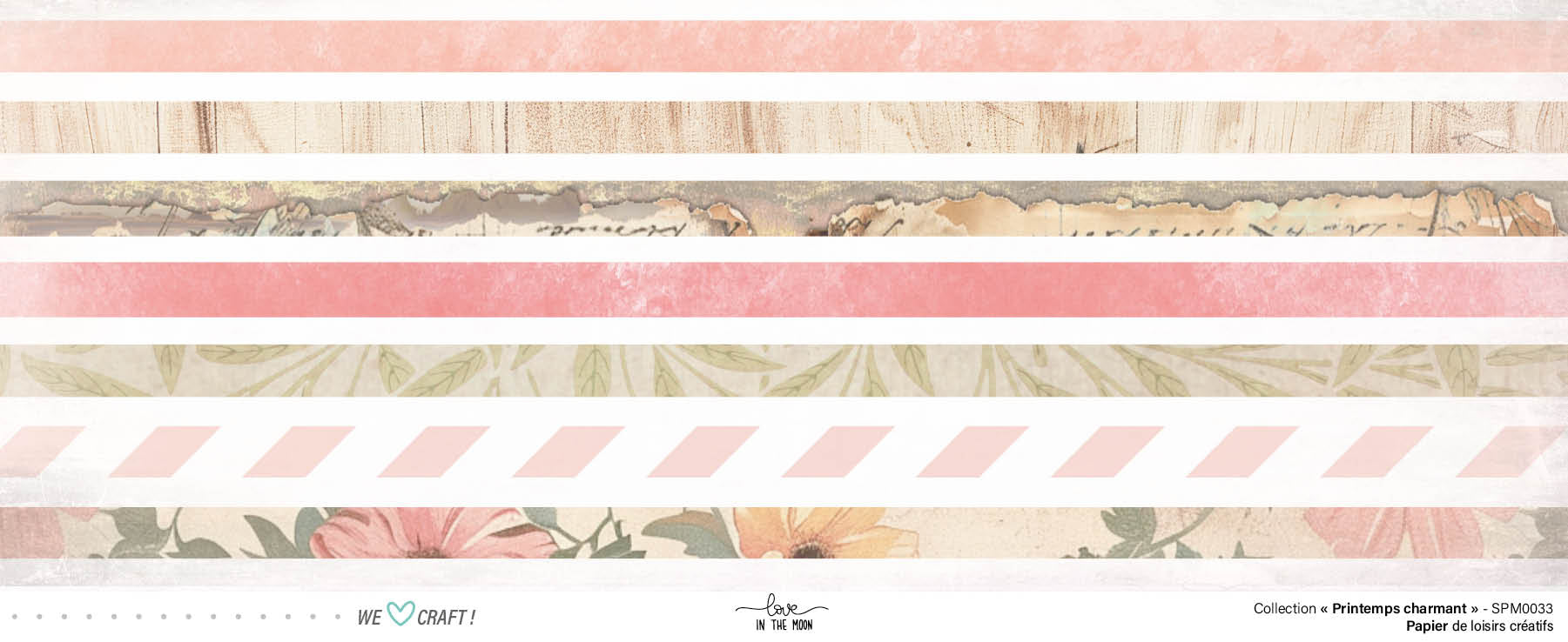 Set 12 Papiers Scrapbooking - Printemps Charmant - 6 papiers 30,5x31,5 cm + 6 papiers 12x30,5cm