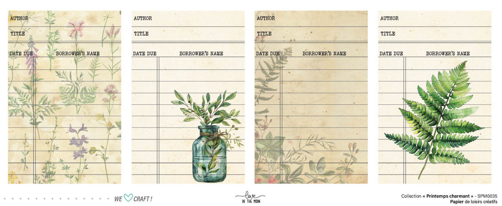 Set 12 Papiers Scrapbooking - Printemps Charmant - 6 papiers 30,5x31,5 cm + 6 papiers 12x30,5cm