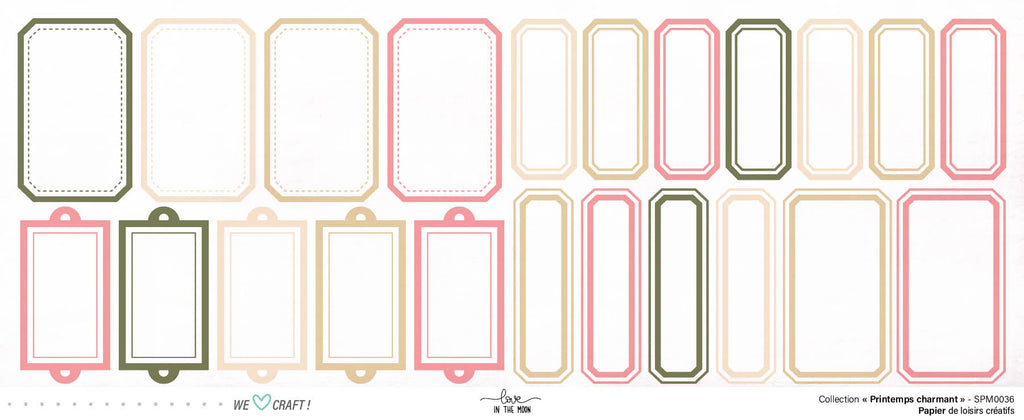 Set 12 Papiers Scrapbooking - Printemps Charmant - 6 papiers 30,5x31,5 cm + 6 papiers 12x30,5cm