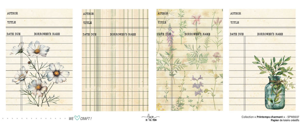 Set 12 Papiers Scrapbooking - Printemps Charmant - 6 papiers 30,5x31,5 cm + 6 papiers 12x30,5cm