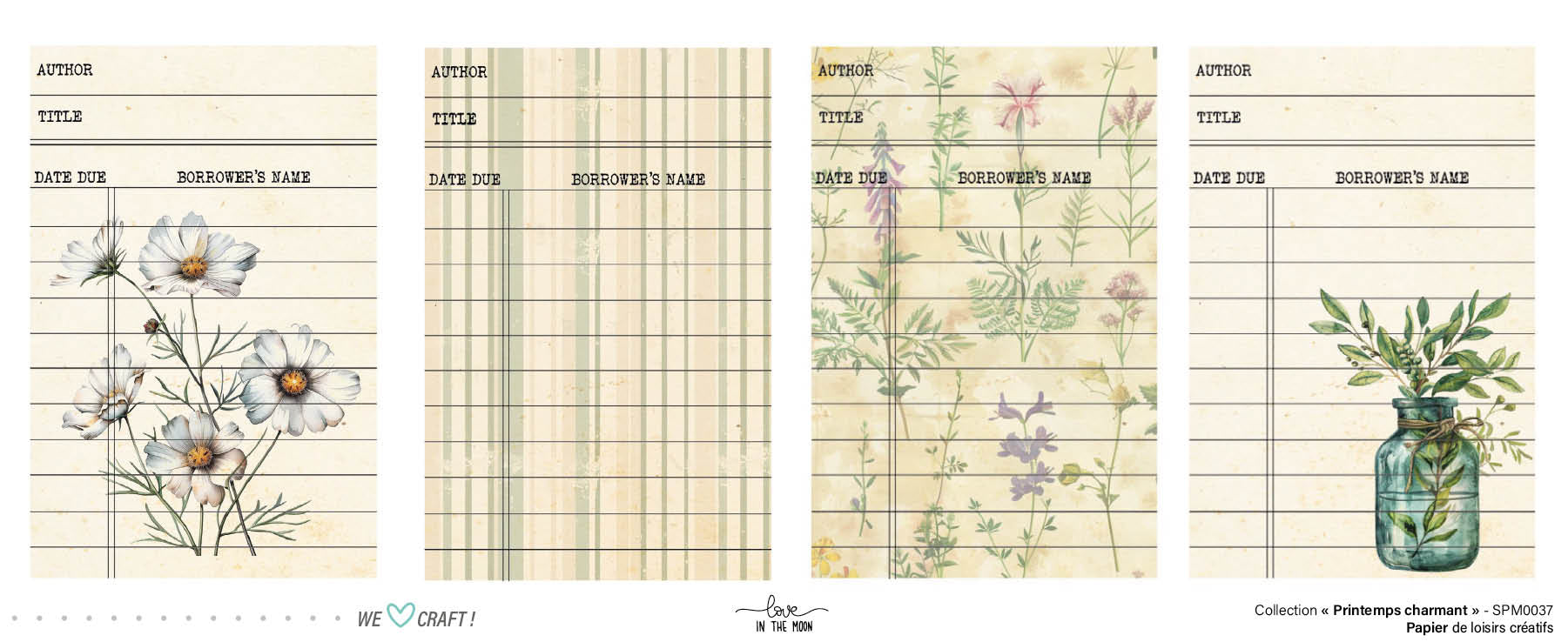 Set 12 Papiers Scrapbooking - Printemps Charmant - 6 papiers 30,5x31,5 cm + 6 papiers 12x30,5cm