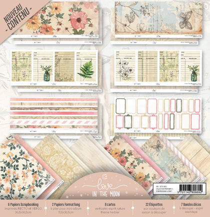 Set 12 Papiers Scrapbooking - Printemps Charmant - 6 papiers 30,5x31,5 cm + 6 papiers 12x30,5cm