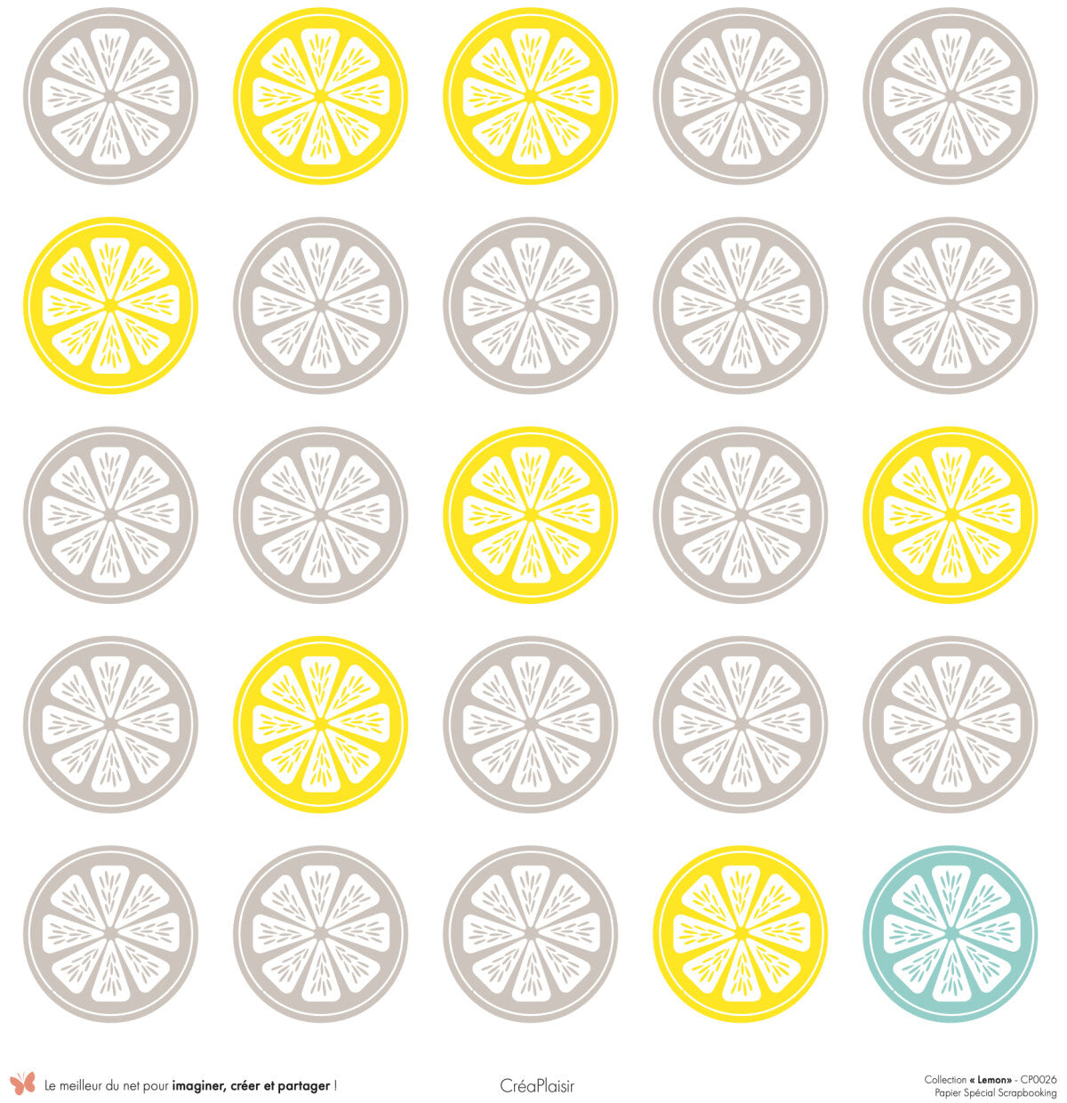 Set papiers Lemon - 6 papiers 30,5x31,5 cm + 6 papiers 12x30,5cm