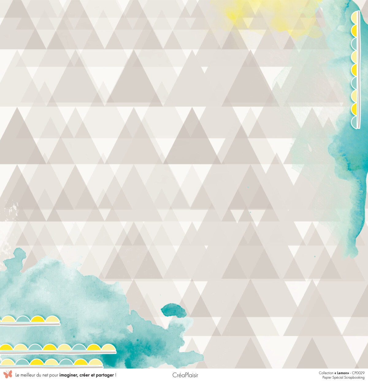 Set papiers Lemon - 6 papiers 30,5x31,5 cm + 6 papiers 12x30,5cm