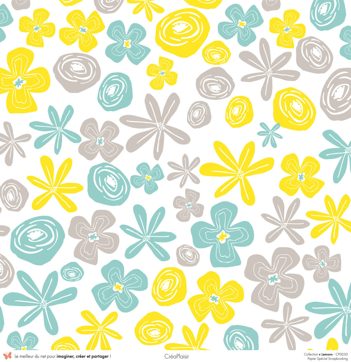 Set papiers Lemon - 6 papiers 30,5x31,5 cm + 6 papiers 12x30,5cm