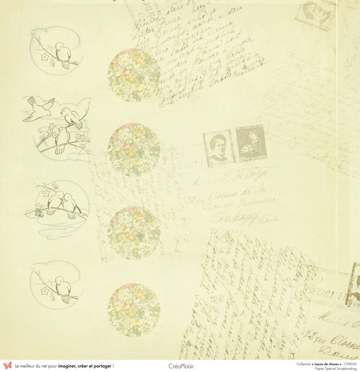 Set papiers Leçon de choses - 6 papiers 30,5x31,5 cm + 6 papiers 12x30,5cm