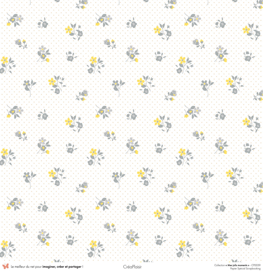 Set 12 papiers Mes jolis moments - 6 papiers 30,5x31,5 cm + 6 papiers 12x30,5cm