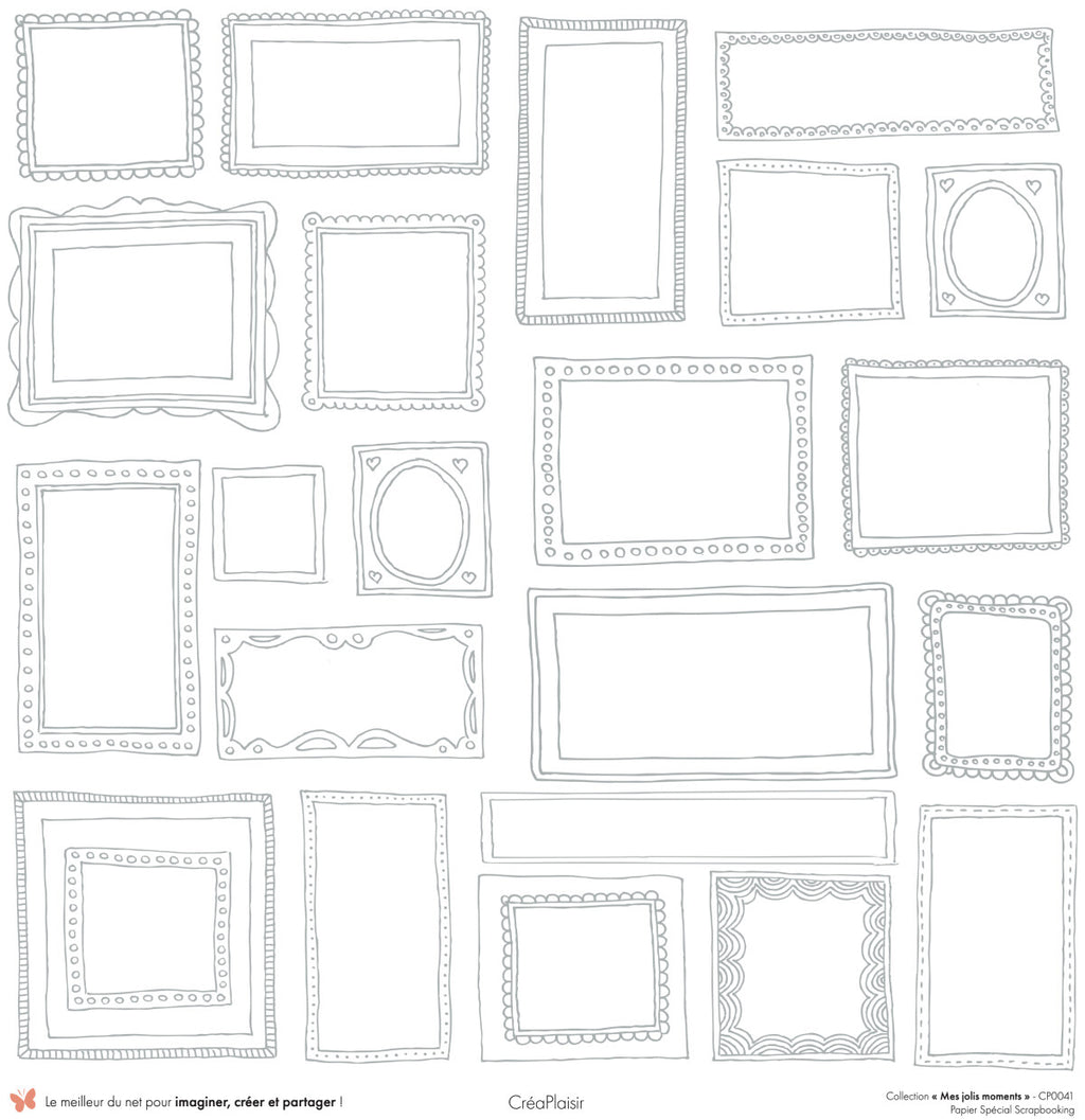 Set 12 papiers Mes jolis moments - 6 papiers 30,5x31,5 cm + 6 papiers 12x30,5cm