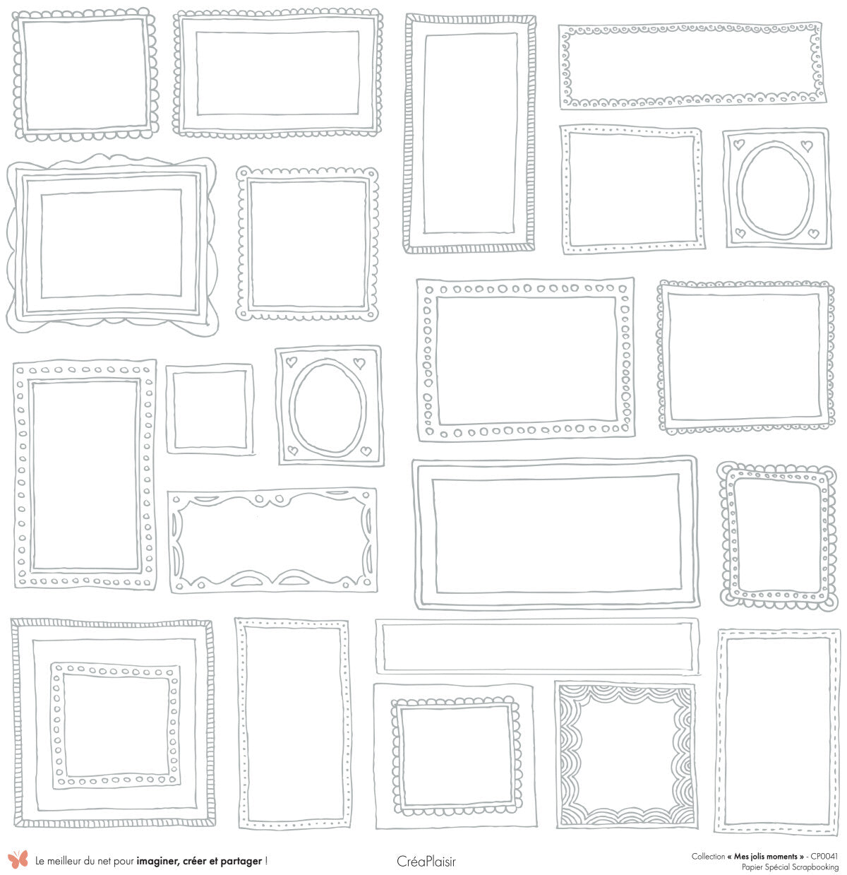 Set 12 papiers Mes jolis moments - 6 papiers 30,5x31,5 cm + 6 papiers 12x30,5cm