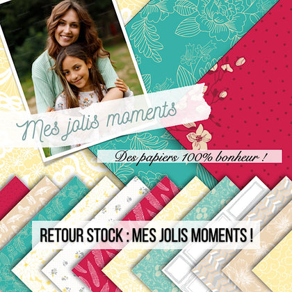 Set 12 papiers Mes jolis moments - 6 papiers 30,5x31,5 cm + 6 papiers 12x30,5cm