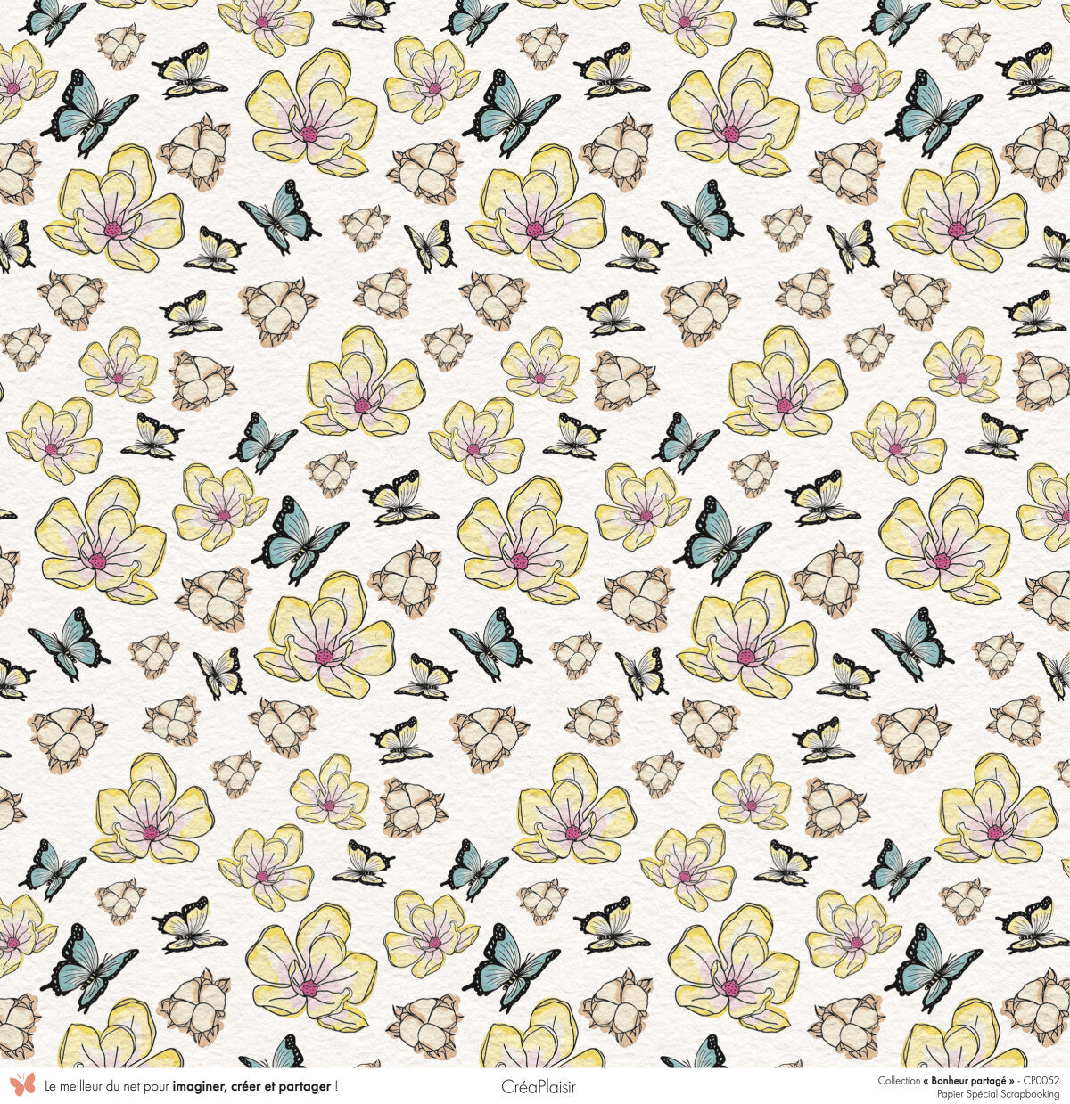 Set 12 papiers Bonheur Partagé - 6 papiers 30,5x31,5 cm + 6 papiers 12x30,5cm