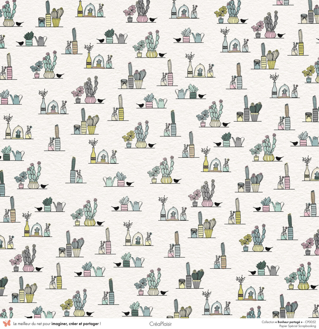 Set 12 papiers Bonheur Partagé - 6 papiers 30,5x31,5 cm + 6 papiers 12x30,5cm