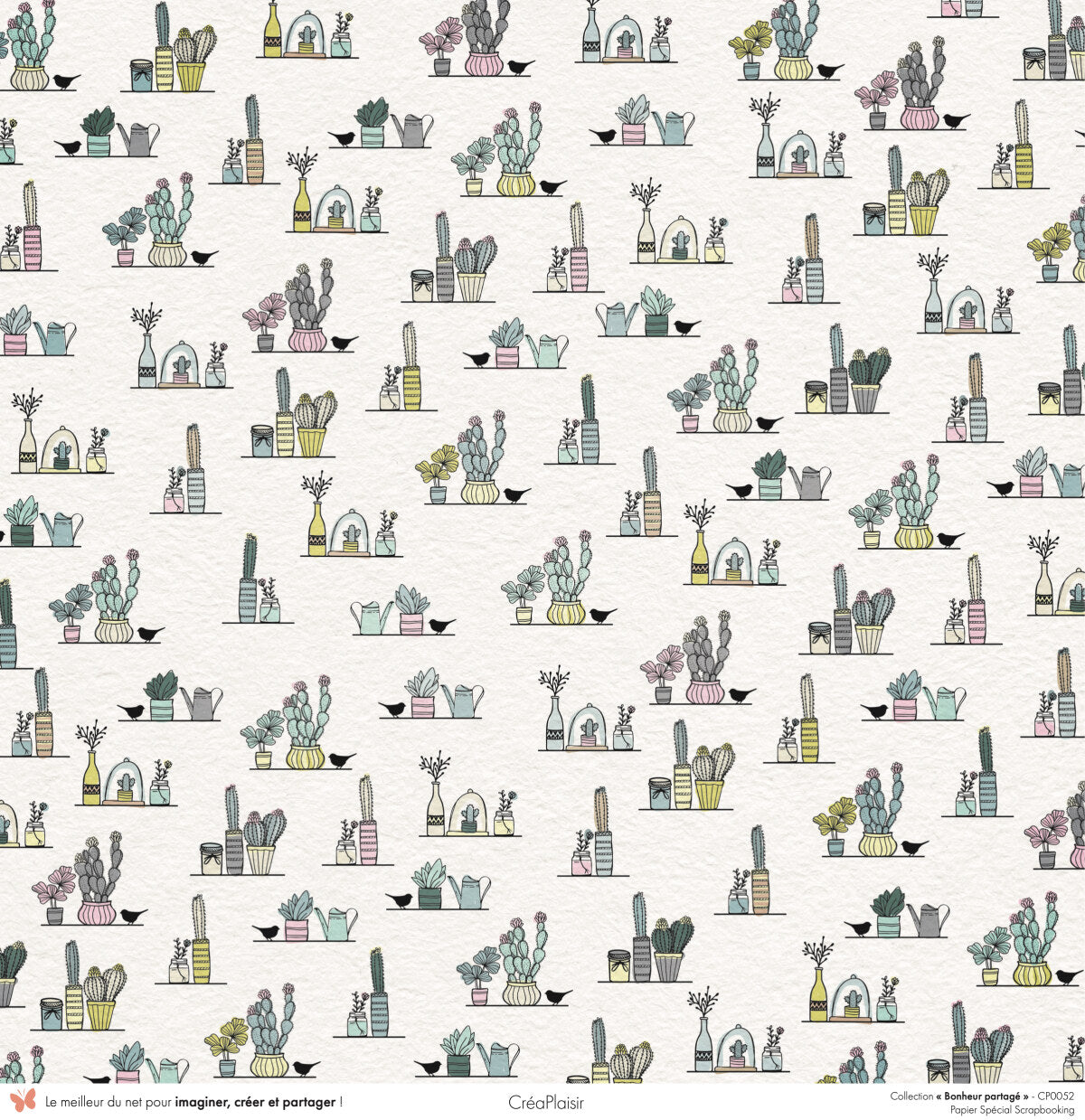 Set 12 papiers Bonheur Partagé - 6 papiers 30,5x31,5 cm + 6 papiers 12x30,5cm