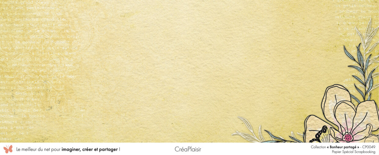 Set 12 papiers Bonheur Partagé - 6 papiers 30,5x31,5 cm + 6 papiers 12x30,5cm