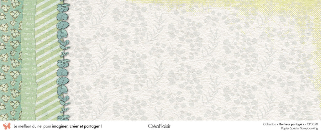 Set 12 papiers Bonheur Partagé - 6 papiers 30,5x31,5 cm + 6 papiers 12x30,5cm