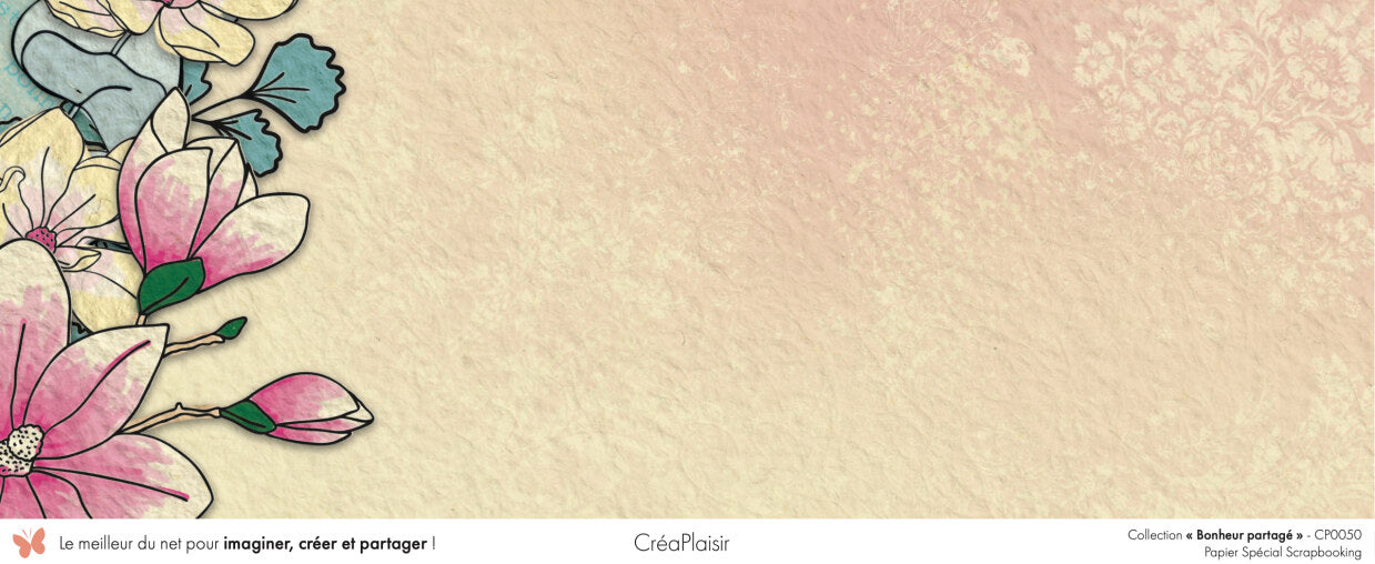 Set 12 papiers Bonheur Partagé - 6 papiers 30,5x31,5 cm + 6 papiers 12x30,5cm