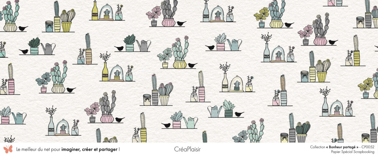 Set 12 papiers Bonheur Partagé - 6 papiers 30,5x31,5 cm + 6 papiers 12x30,5cm