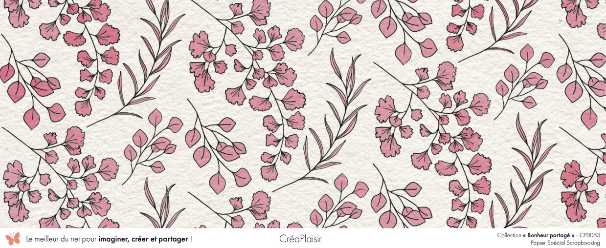 Set 12 papiers Bonheur Partagé - 6 papiers 30,5x31,5 cm + 6 papiers 12x30,5cm